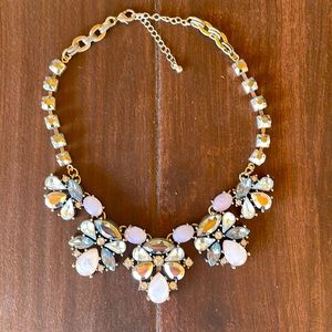 Statement necklace crystals gold toned